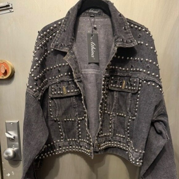 Vintage Style Studded Rivet Distressed Denim Punk Style Bolero / Cropped Jacket - Picture 4 of 16